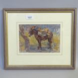 John Martin ARBA, watercolour, donkey in Siphnos Greece, signed with monogram, 15cm x 21cm, framed