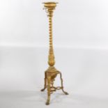 A 19th century cast bronze torcher stand, with spiral twist centre column and tripod base, height