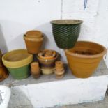 Various terracotta garden pots, largest 52cm x 40cm