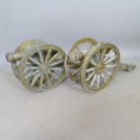 A pair of brass ornamental garden cannons, L75cm