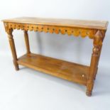 A mahogany Arts and Crafts style 2-tier console table, 120cm x 77cm x 40cm