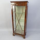 An Antique mahogany display cabinet, with lattice-glazed doors and 3 fitted shelves, 55cm x 135cm