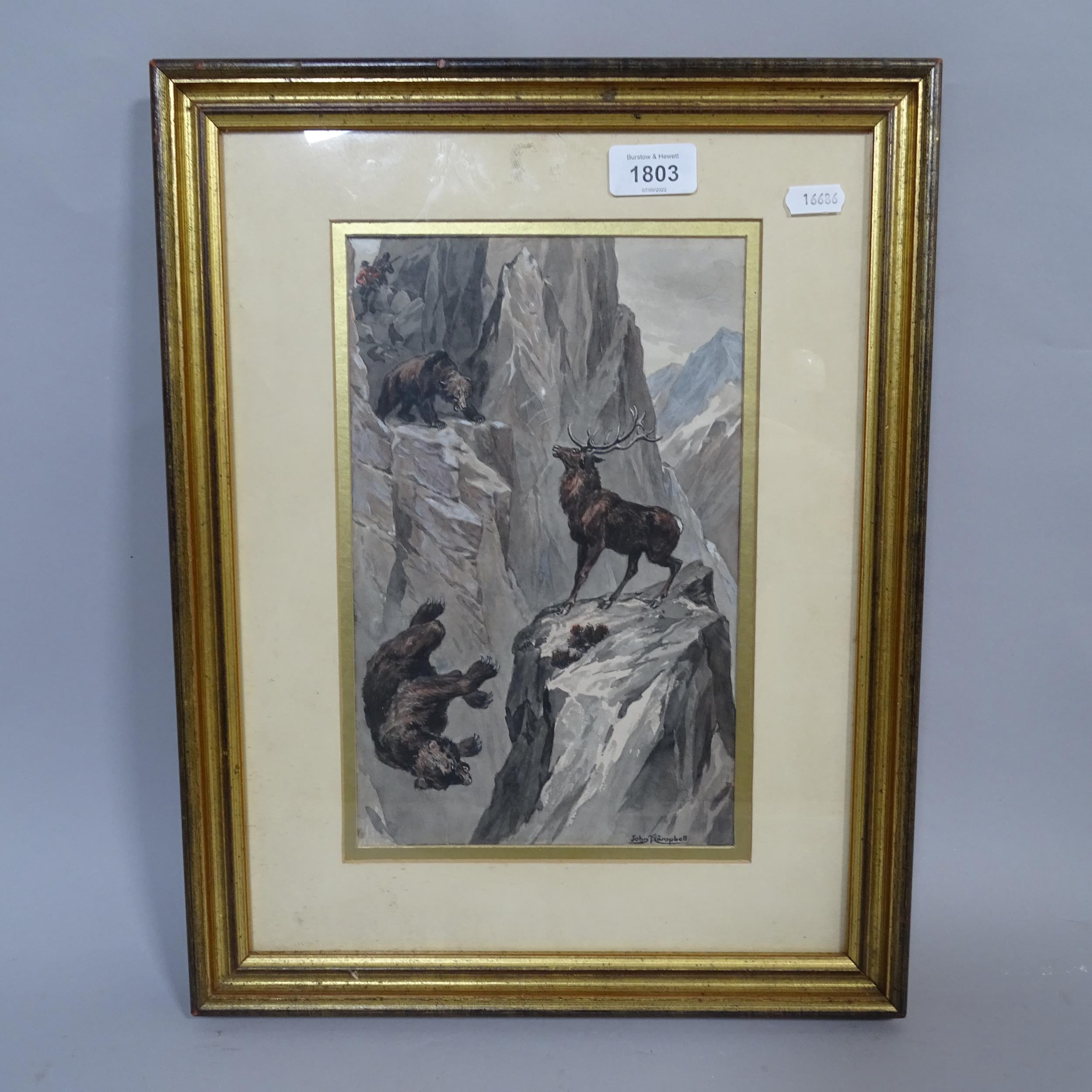 John F Campbell (flourished 1900 - 1935), original watercolour illustration from Adventures Among