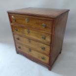 A 19th century Mahogany chest of 4 long drawers, 68cm x 73cm x 47cm Both sides are split. Cock