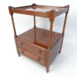 A reproduction mahogany lamp table, with 2 fitted drawers, 48cm x 66cm x 42cm