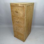 A mid-century pine filing chest of 4 drawers, 49cm x 131cm x 68cm
