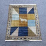 A wool rug with geometric design, 190cm x 47cm