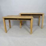 A pair of Vintage pine children's writing tables, 91cm x 60cm x 44cm