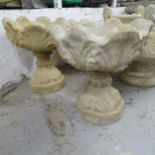 A pair of 2-sectional concrete garden planters, depicting tulips, 45cm x 50cm