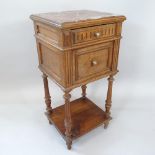 A French oak marble-top pot cupboard, 41cm x 85cm x 38cm