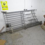 A pair of galvanised metal gates with fittings, each 116cm x 225cm