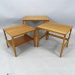 A mid-century teak nest of 3 occasional tables, widest 56cm