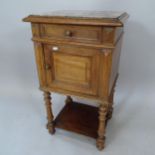 A French walnut marble-top pot cupboard, 46cm x 79cm x 41cm