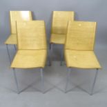 A set of 4 Early MILLEFOGLIE beech and bent-ply stacking chairs designed by Cisotti and Laube for