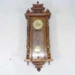 A 19th century walnut-cased regulator clock, with 8-day movement, case length 130cm