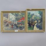 Michel, pair of small oils on canvas, river, and street view, both framed (2)