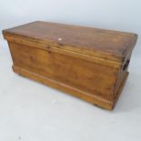 A Victorian stained pine blanket box, 94cm x 43cm x 43cm