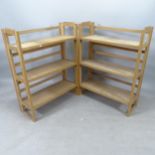 A pair of beech folding display stands, 71cm x 95cm x 29cm