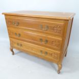 A French oak 3-drawer chest, 95cm x 76cm x 48cm
