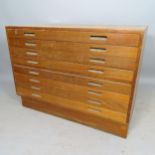 A teak 8-drawer plan chest, 101cm x 77cm x 66cm