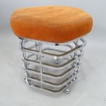 A 1970s Italian chrome stool of stacked hexagonal form, on ball casters, 45cm x 49cm