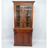 A Victorian mahogany 2-section library bookcase, with single frieze drawer, 91cm x 210cm x 40cm