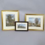 John Huges, 3 pastels, the White Bridge at Ickham, and 2 others, all framed (3)