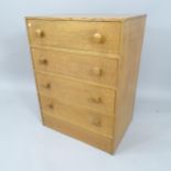 A modern pine chest of 4 long drawers, 64cm x 86cm x 48cm