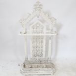 A Victorian Aesthetic Movement white cast-iron stick stand, width 51cm, height 101cm