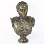 A large composition bust sculpture, Julius Caesar, unsigned, height 58cm