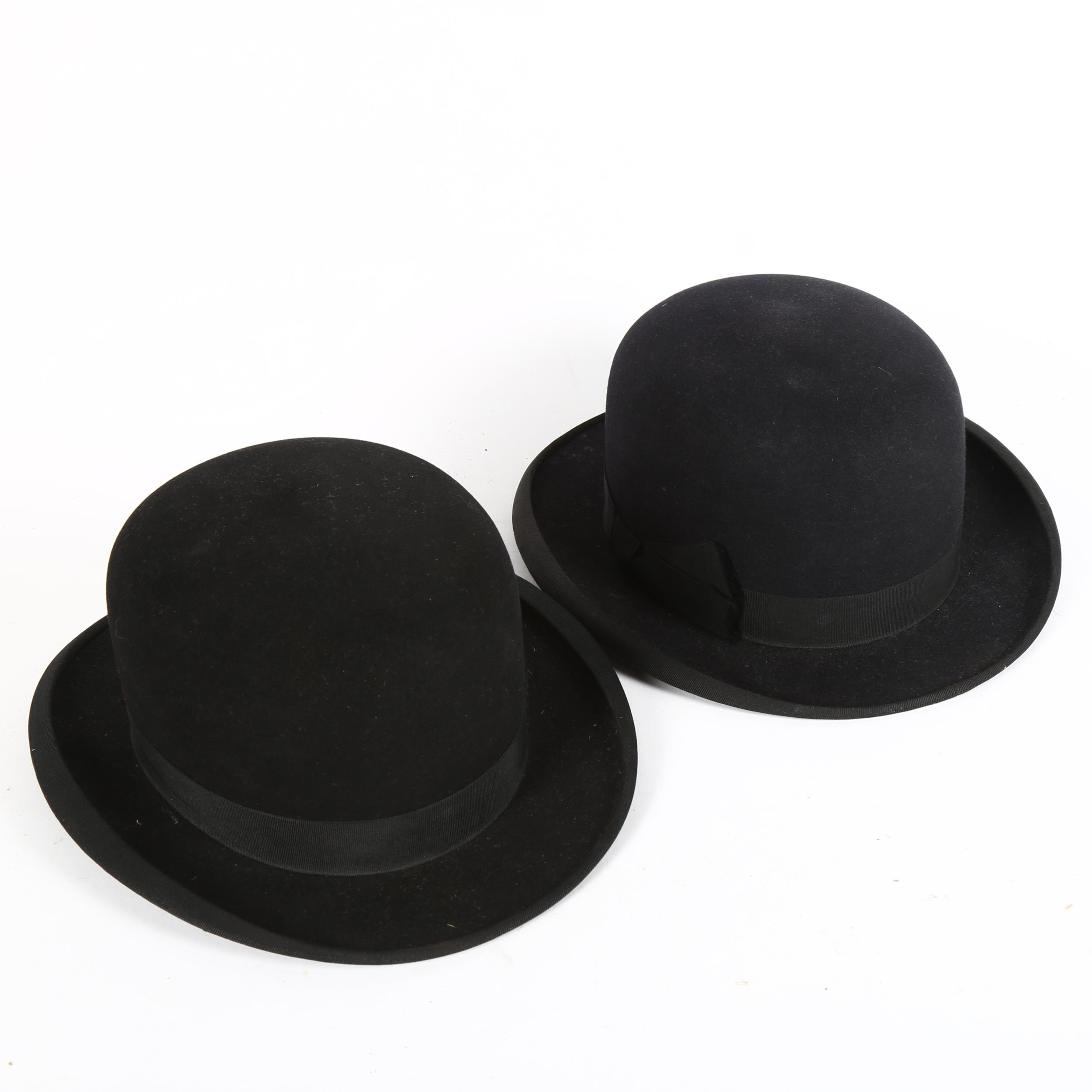 2 Vintage black bowler hats