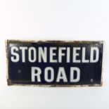 A Vintage Hastings East Sussex Stonefield Road enamel street sign, 30cm x 63cm