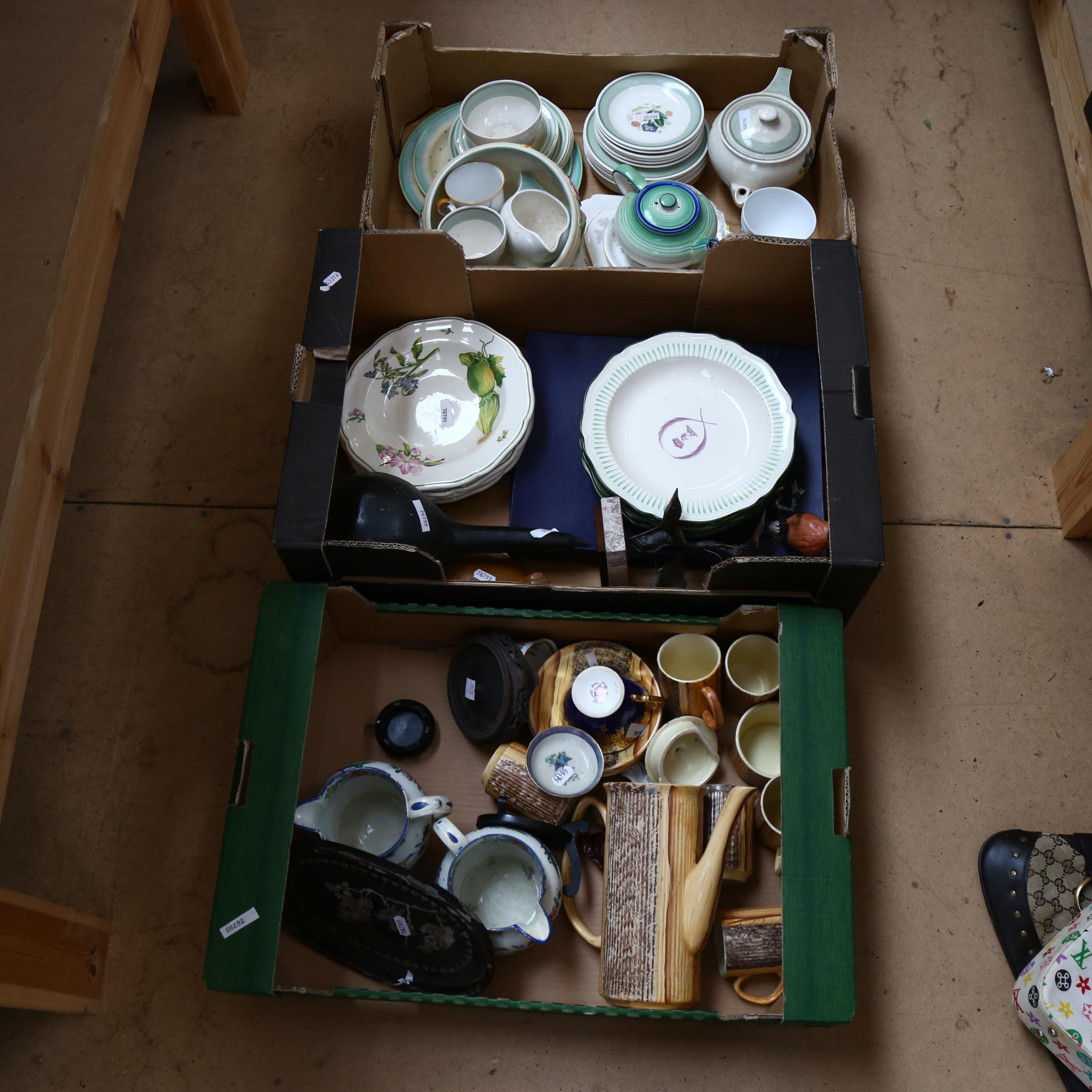 2 boxes of mixed ceramics, to include Price's teaware, Victorian jugs, various plates etc (2