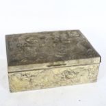 A Chinese antimony box with dragon decoration, width 23.5cm