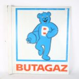 A Vintage Butagaz double-sided aluminium advertising sign, 61cm x 55cm