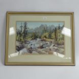 E Charles Simpson, watercolour, the Mackenzie Mountains, Central Vancouver Island British Columbia