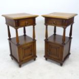 A pair of French oak bedside pot cupboards, W41cm, H80cm