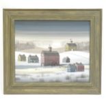 20th century Canadian School, acrylic on canvas, winter landscape, indistinctly signed, 50cm x 60cm,