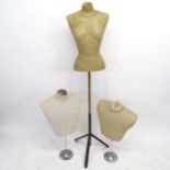 A set of 3 mannequins on stands, tallest 153cm