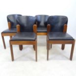 A set of 4 Bernini model 330 chairs, by Silvio Coppolo, 1969, in black leather, with maker's labels