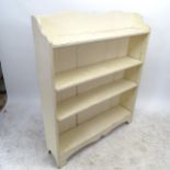 A painted pine open bookcase, with 2 adjustable shelves, W104cm, H128cm