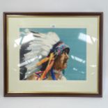 David Reed, watercolour, Red Cloud Oglala Sioux, signed, 38cm x 48cm, framed