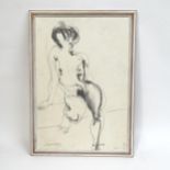 Roland Jarvis, charcoal/pencil on paper, life study, signed and dated '87, 25" x 17", framed