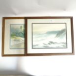 Watercolour, shore scene, indistinctly signed, 26cm x 36cm, and watercolour, river scene, by the