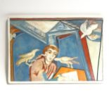Anna Lockwood, tempura on gesso panel, icon, St Benedict, artist's label verso, 1993, 28cm x 41cm,