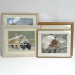 Christine Tucker, 4 original watercolours, Kings of the road, the letter, and 2 others, all framed