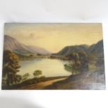 J B Senior, oil on canvas, Highland lake, signed, 20" x 30", unframed