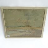 Oswald Garside, watercolour, beach scene, signed, 46cm x 61cm, framed