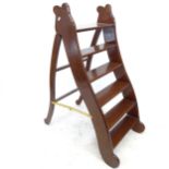 An Antique mahogany folding library ladder, H112cm