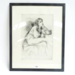 Seymour Haden, etching, portrait of a boy, signed in the plate with date 1864, plate size 35cm x